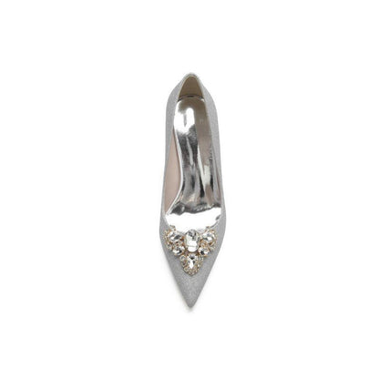 Stunning Pointed Toe Glitter High Heels With Rhinestone