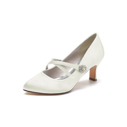 Rhinestone Pointed Toe Satin Stiletto Heels