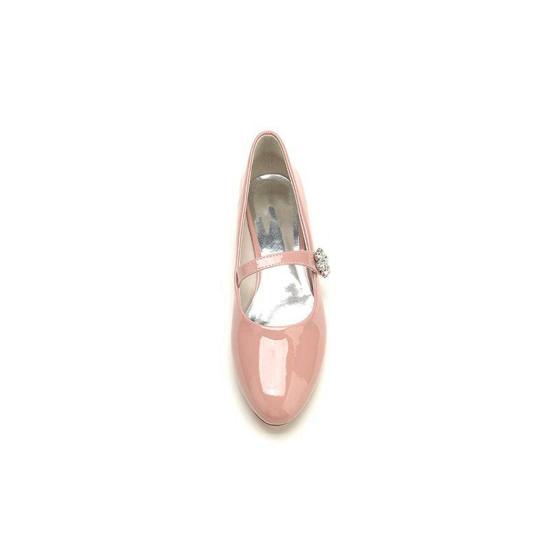 Pointed Toe Patent Leather Beaded Low Heels