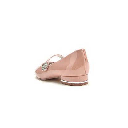 Pointed Toe Patent Leather Beaded Low Heels