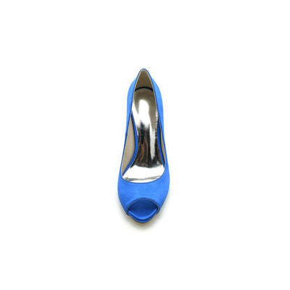 Peep Toe Slip-on Satin Stiletto Heels