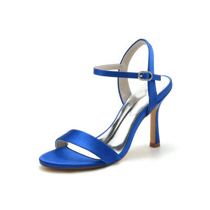Open Toe Ankle Strap Satin Party Shoes