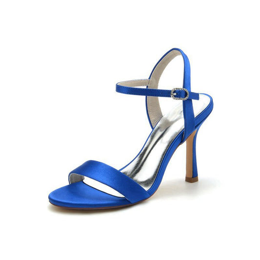 Open Toe Ankle Strap Satin Party Shoes