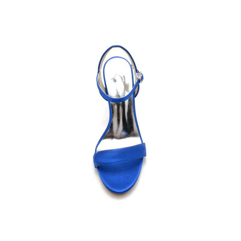 Open Toe Ankle Strap Satin Party Shoes