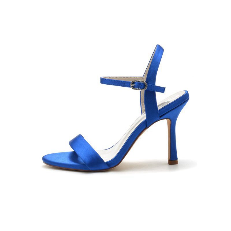 Open Toe Ankle Strap Satin Party Shoes
