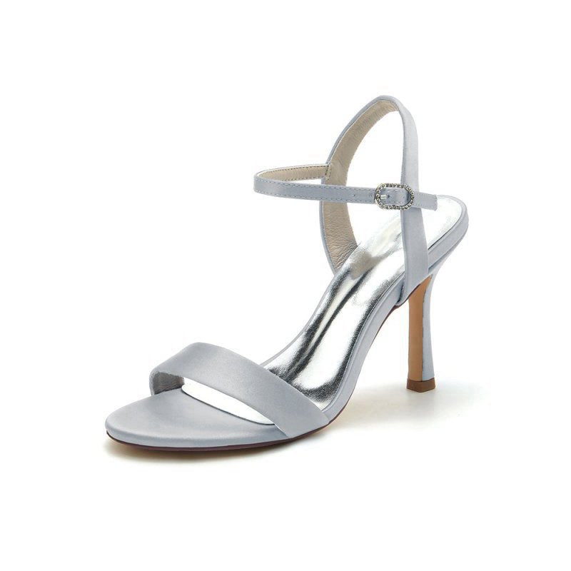 Open Toe Ankle Strap Satin Party Shoes