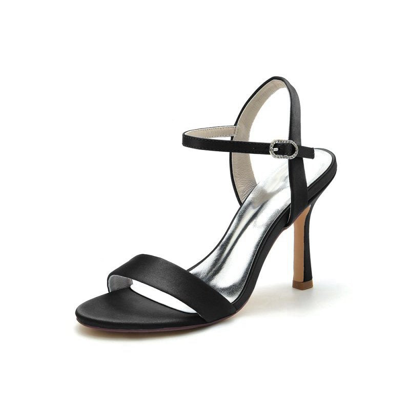 Open Toe Ankle Strap Satin Party Shoes