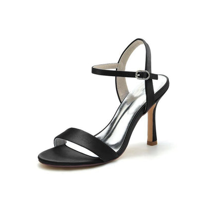 Open Toe Ankle Strap Satin Party Shoes