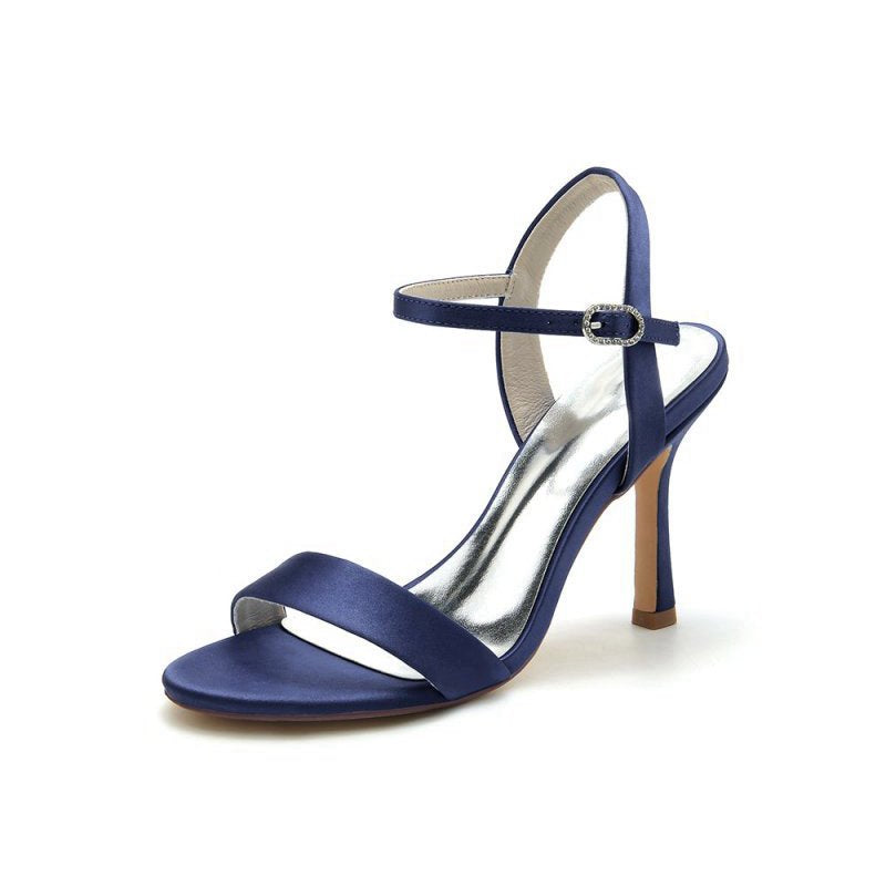 Open Toe Ankle Strap Satin Party Shoes