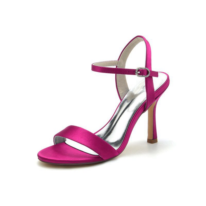 Open Toe Ankle Strap Satin Party Shoes