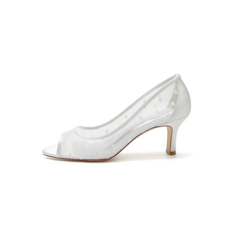 Peep Toe Slip-on Mesh Stiletto Heels