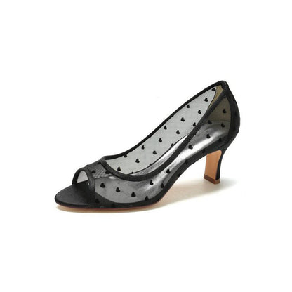 Peep Toe Slip-on Mesh Stiletto Heels