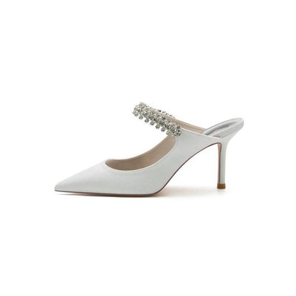 Glitter Pointed Toe Rhinestone Strappy Slip-on Stiletto Heels