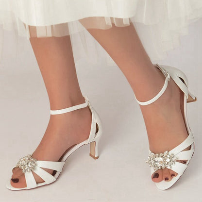 Open Toe Glitter Toe Ankle Strap Hollow-out Stiletto Heels