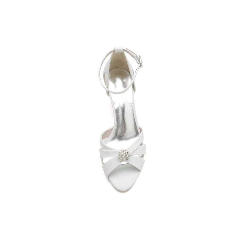Glitter Open Toe Hollow-out Stiletto Heels With Rhinestone