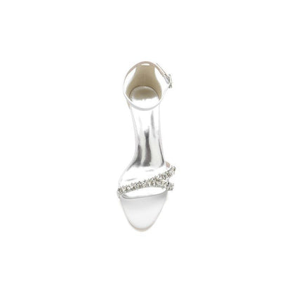 Open Toe Rhinestone Strap Buckle Wedding Shoes
