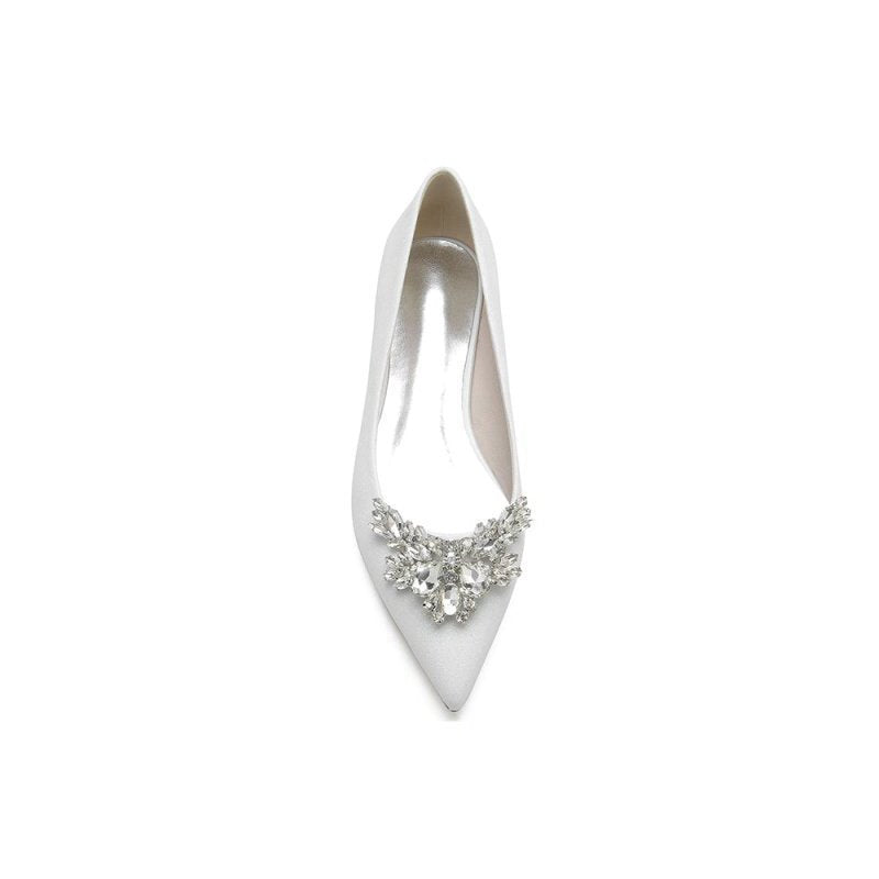 Glitter Pointed Toe Rhinestone Low Heels