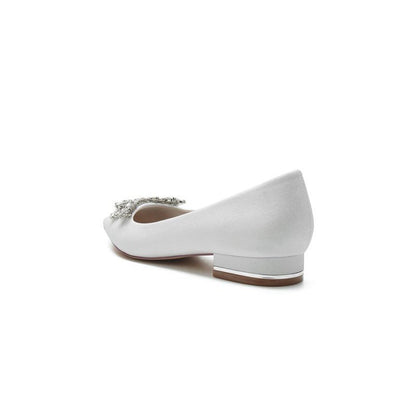 Glitter Pointed Toe Rhinestone Low Heels