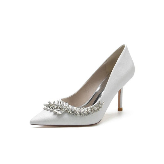 Glitter Pointed Toe Women's Wedding Shoes With Rhinestone