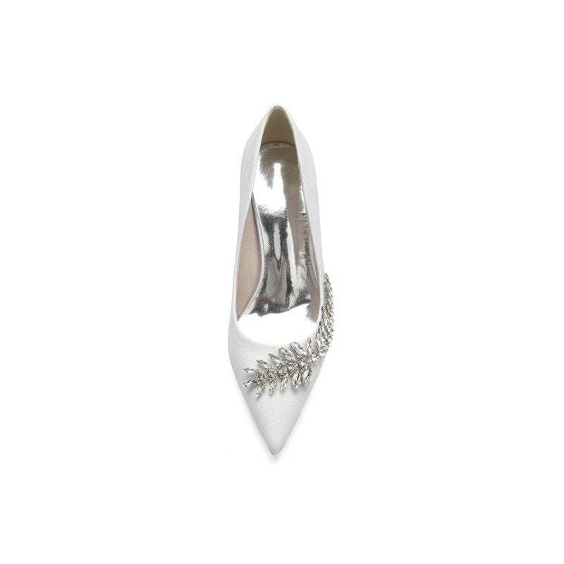 Glitter Pointed Toe Women's Wedding Shoes With Rhinestone