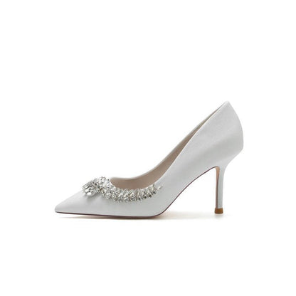 Glitter Pointed Toe Women's Wedding Shoes With Rhinestone