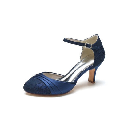 Lace Pointed Toe Satin Wedding Shoes