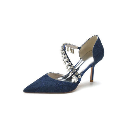 Pointed Toe Crystal Strap Heels