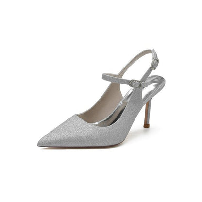 Sequin Slingback Pointed Toe High Heels