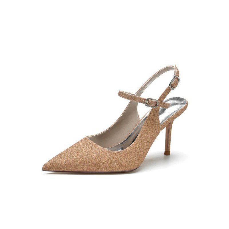 Sequin Slingback Pointed Toe High Heels