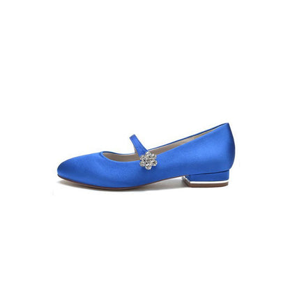 Round Toe Crystal Flower Flats