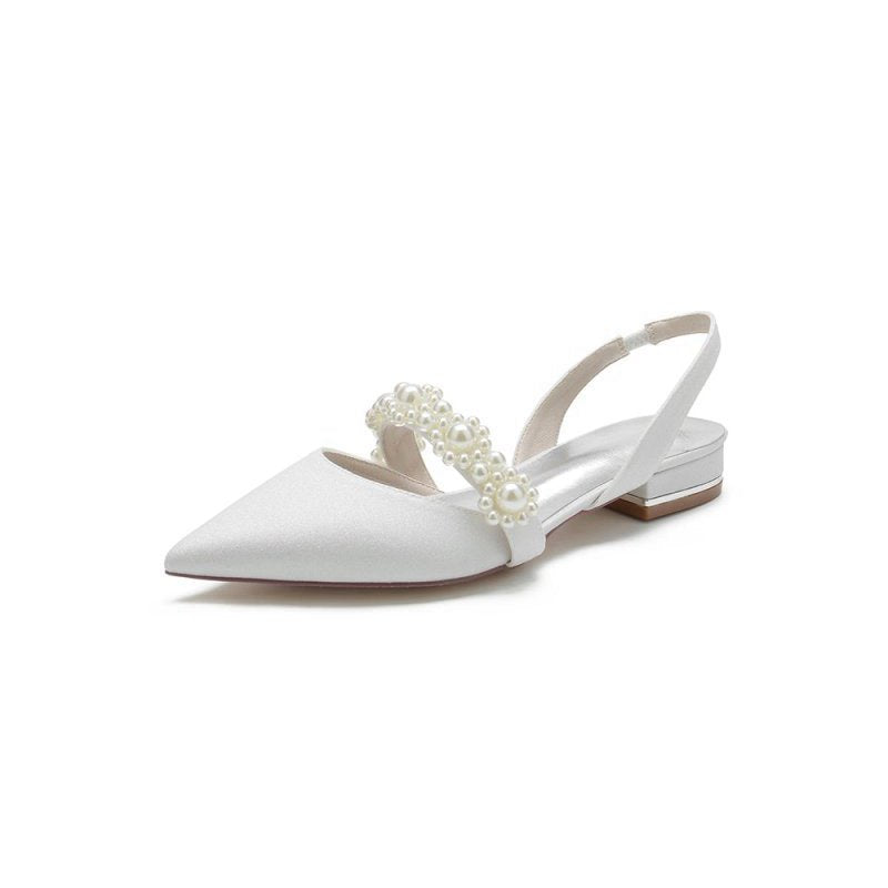 Pearl Strap Slingback Sequin Pointed Toe Flats