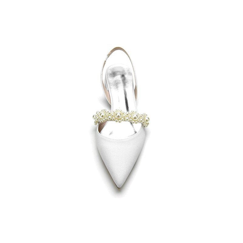 Pearl Strap Slingback Sequin Pointed Toe Flats