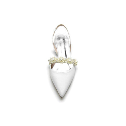 Pearl Strap Slingback Sequin Pointed Toe Flats