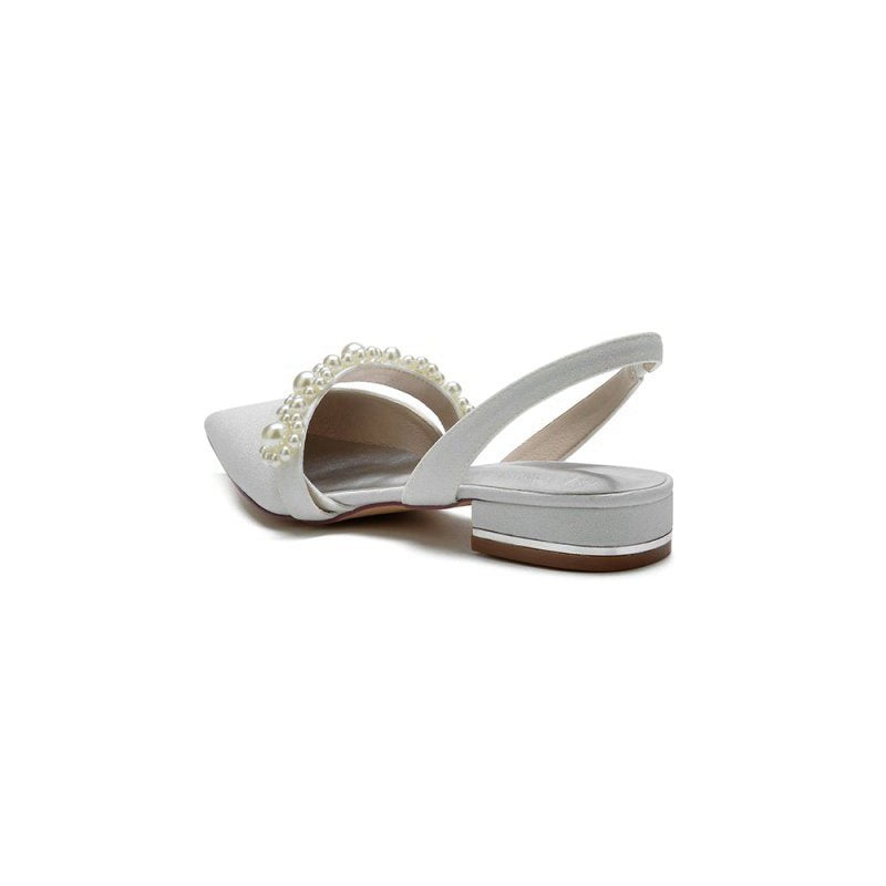 Pearl Strap Slingback Sequin Pointed Toe Flats