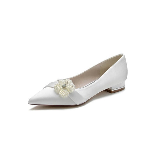 Pearl Flower Cocktail Pointed Toe Flats