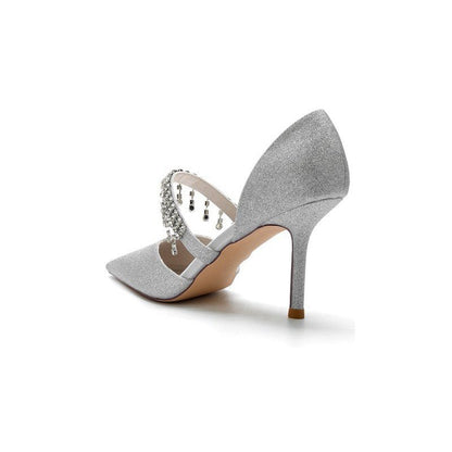 Sequin Crystal Strap Pointed Toe High Heels