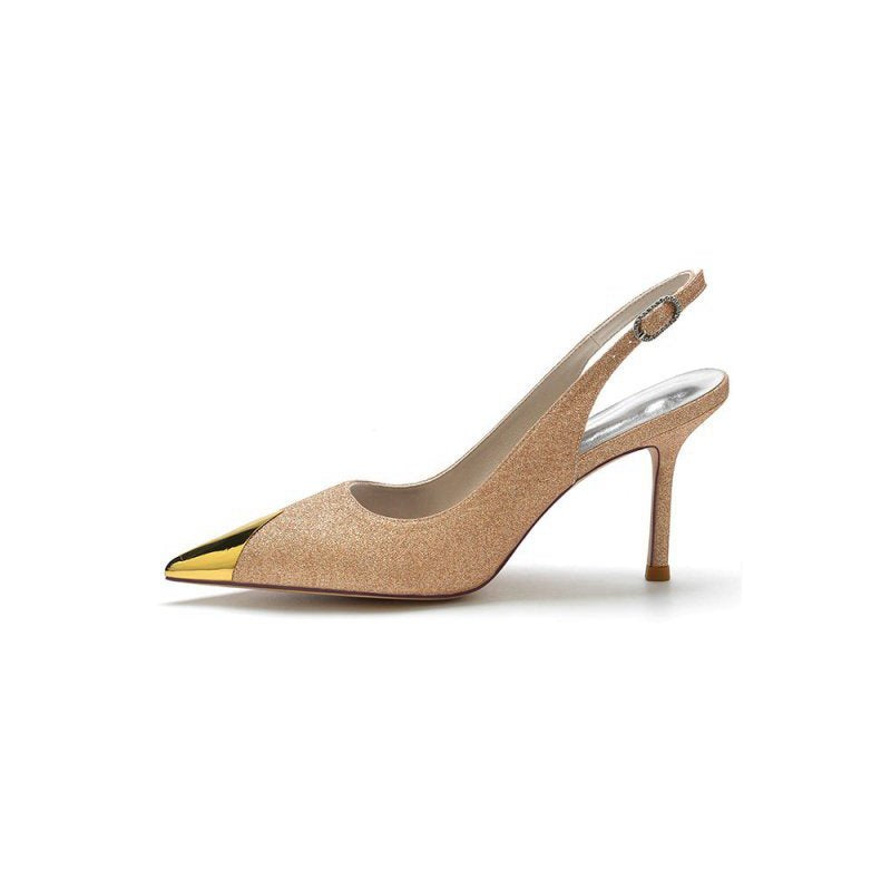 Sequin Slingback Metallic Pointed Toe High Heels