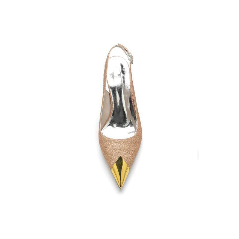 Sequin Slingback Metallic Pointed Toe High Heels