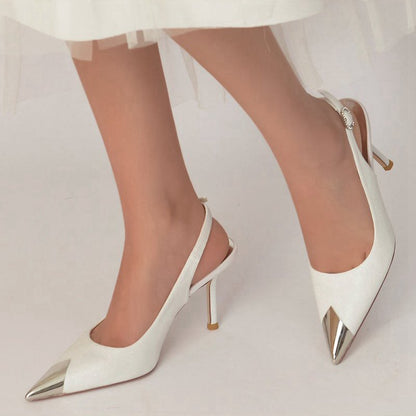 Sequin Slingback Metallic Pointed Toe High Heels