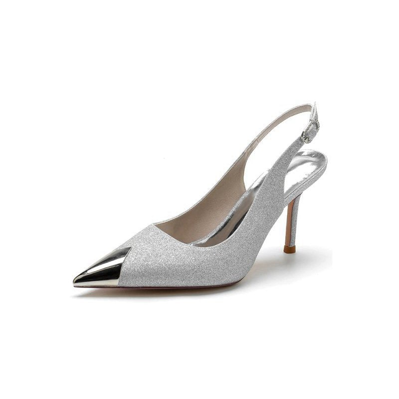 Sequin Slingback Metallic Pointed Toe High Heels