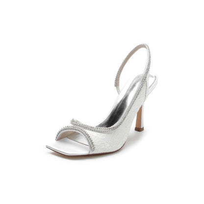 Square Open Toe Slingback Chunky Heels