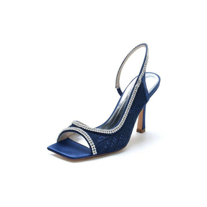 Square Open Toe Slingback Chunky Heels