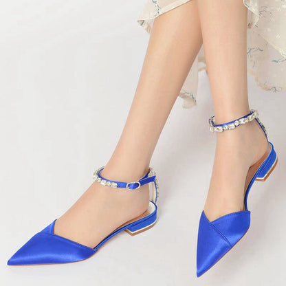 Rhinestone Strap Cocktail Pointed Toe Flats