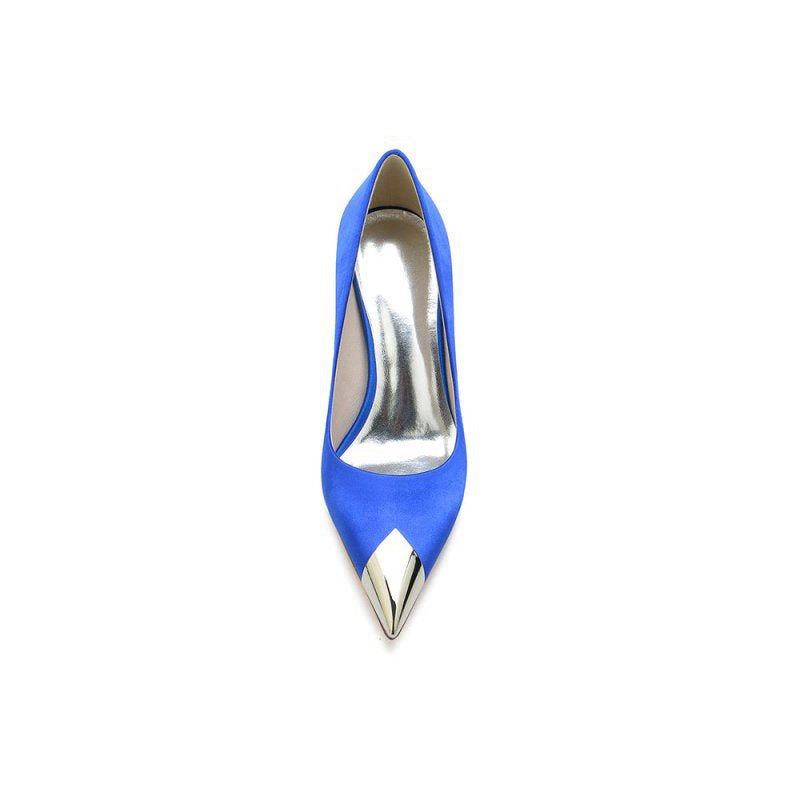 Simple Cocktail Metallic Pointed Toe High Heels