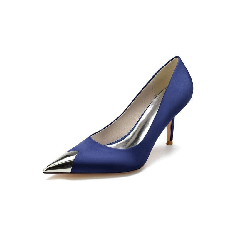 Simple Cocktail Metallic Pointed Toe High Heels
