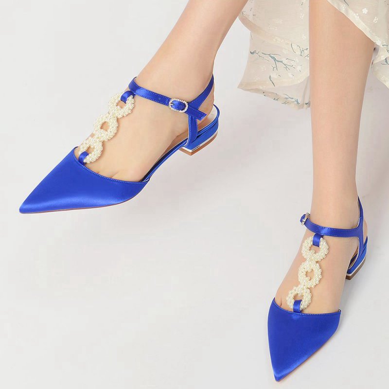 Pearl Strap Pointed Toe Flats