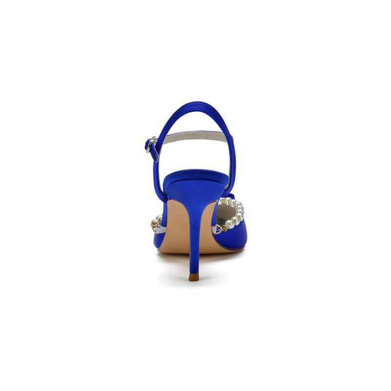 Pearl Cocktail Pointed Toe Buckle Strap Heels