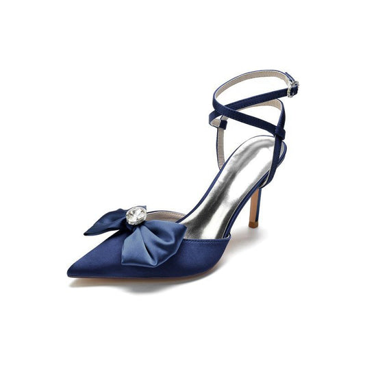 Buckle Strap Bow Pointed Toe High Heels
