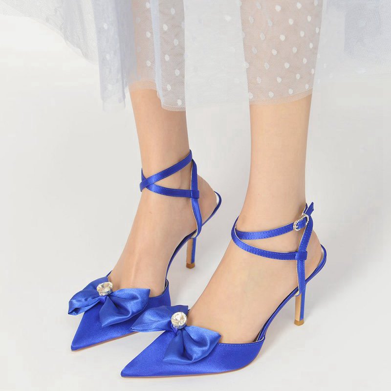Buckle Strap Bow Pointed Toe High Heels