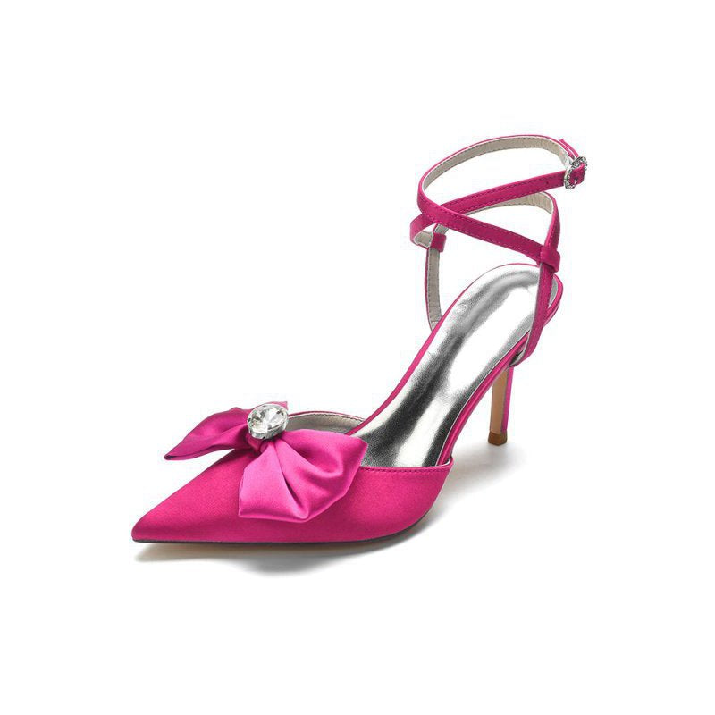 Buckle Strap Bow Pointed Toe High Heels